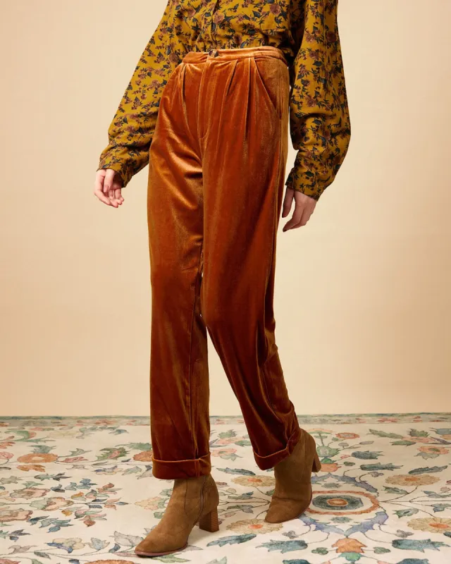 The Solid Pleated High Waisted Velvet Pants sold by rihoas