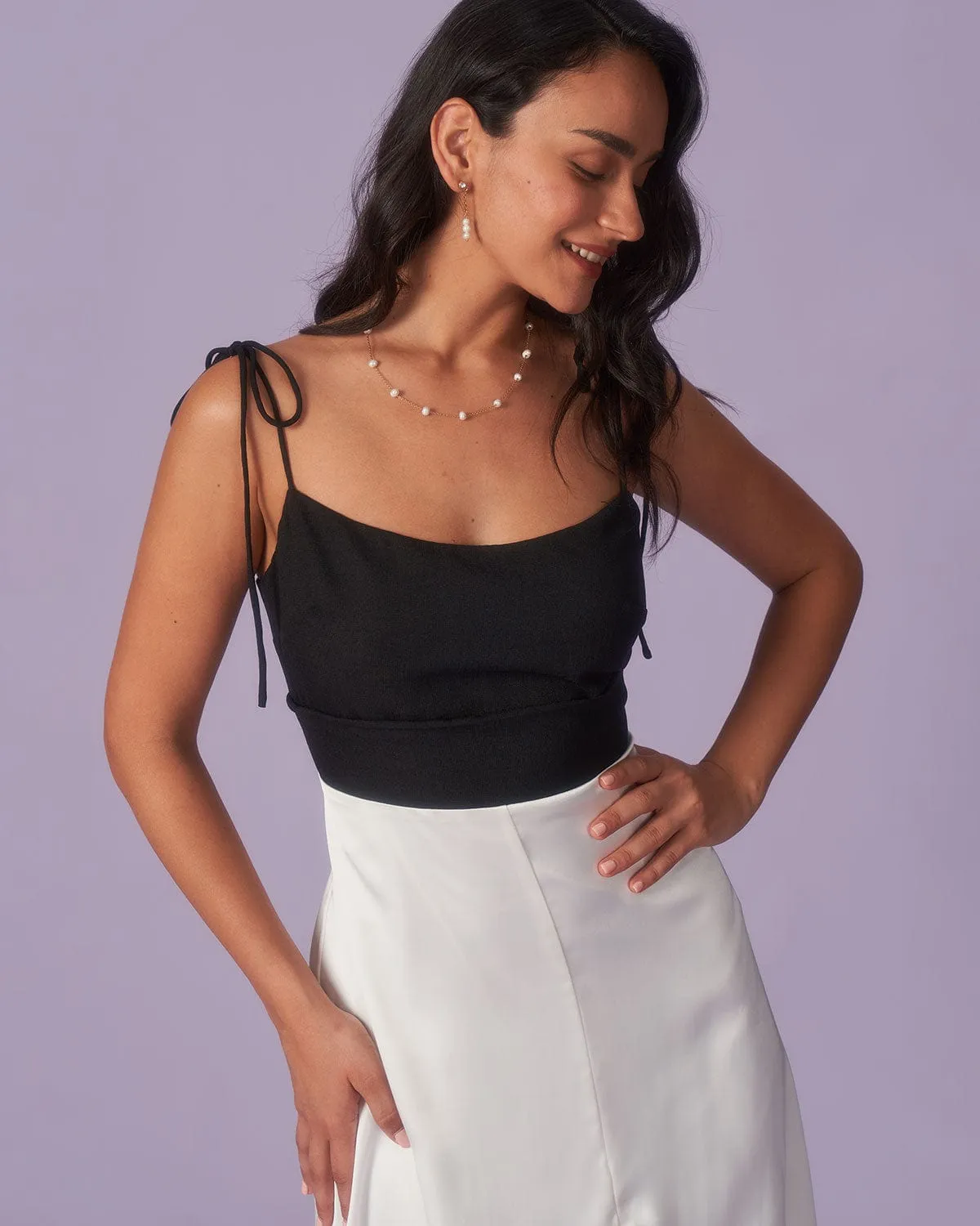 The Sweetheart Neck Spliced Satin Midi Dress sold by rihoas product image thumbnail 3