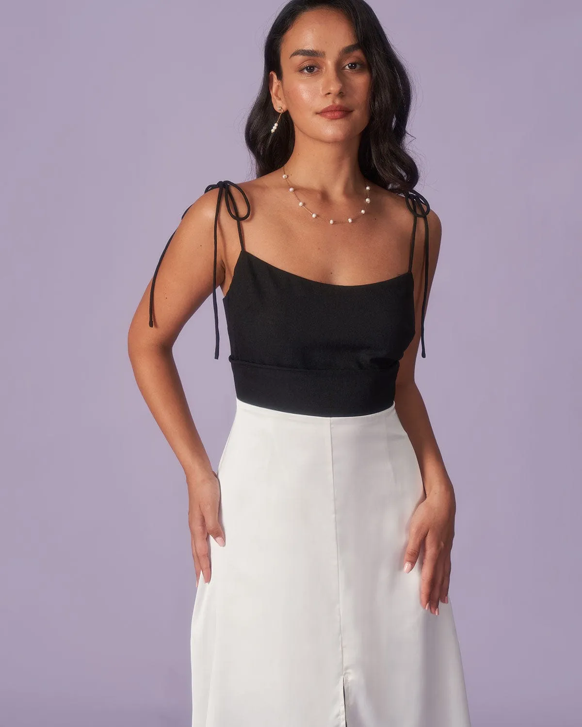 The Sweetheart Neck Spliced Satin Midi Dress sold by rihoas product image thumbnail 5