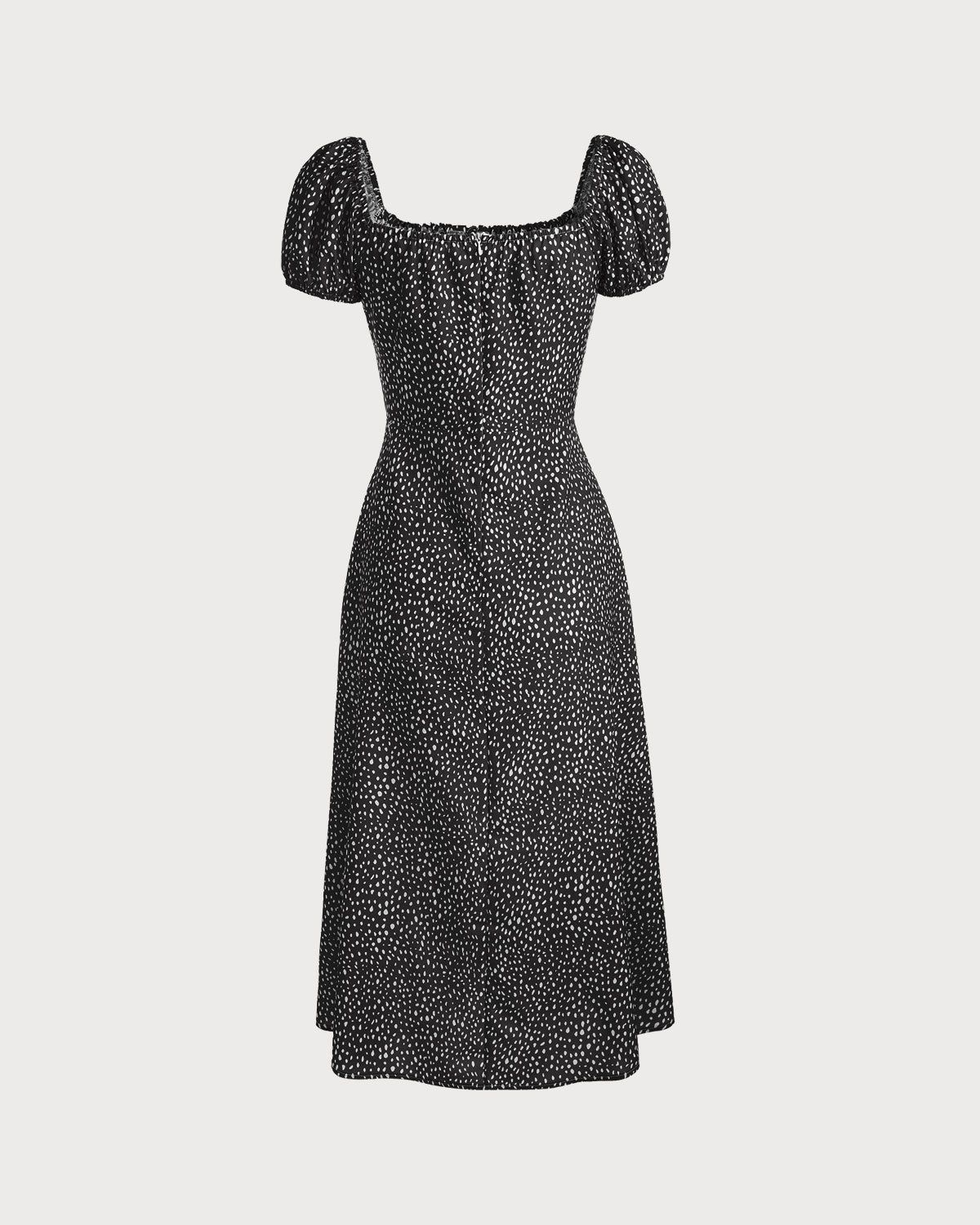 The Square Neck Side Slit Polka Dot Midi Dress sold by rihoas product image thumbnail 6