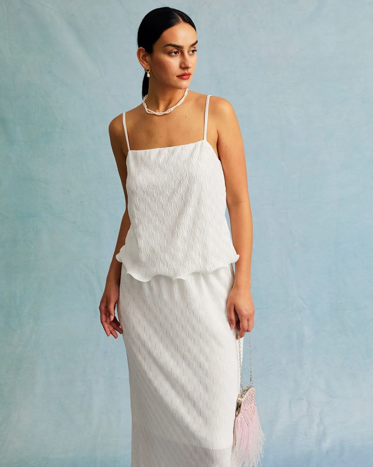 The White Water Ripple Textured Hem Cami Top sold by rihoas product image thumbnail 3