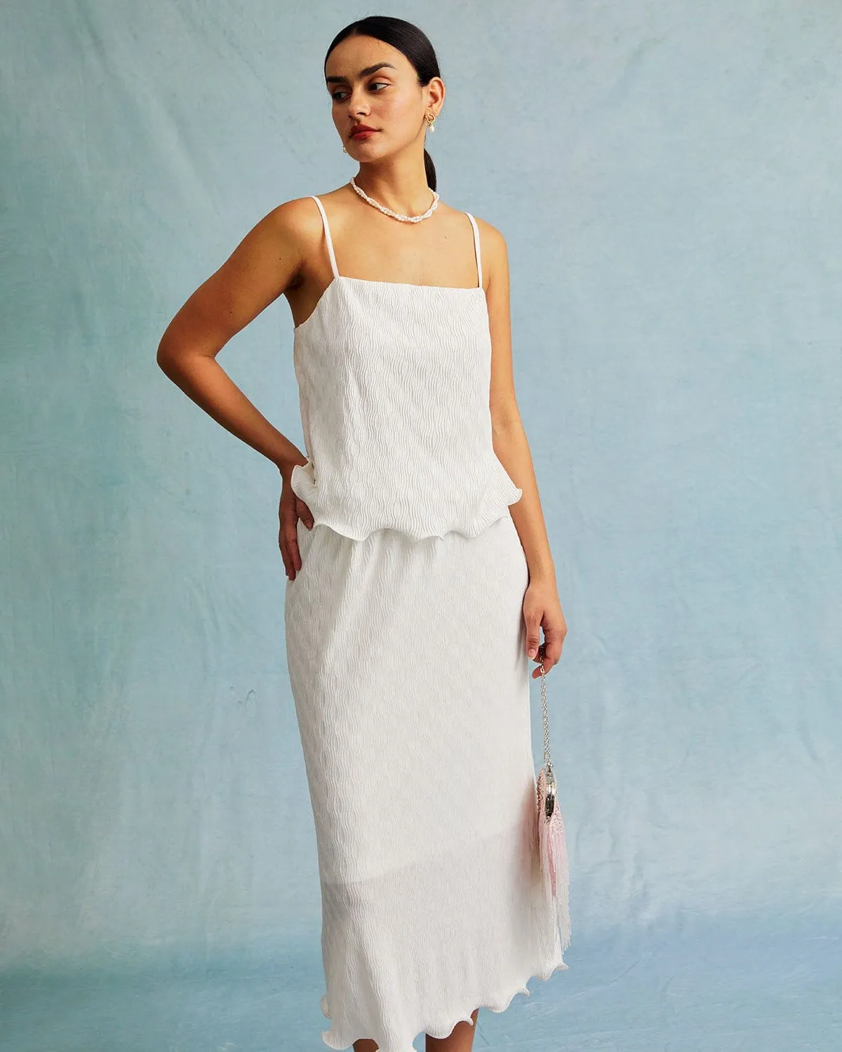 The White Water Ripple Textured Hem Cami Top sold by rihoas product image thumbnail 4