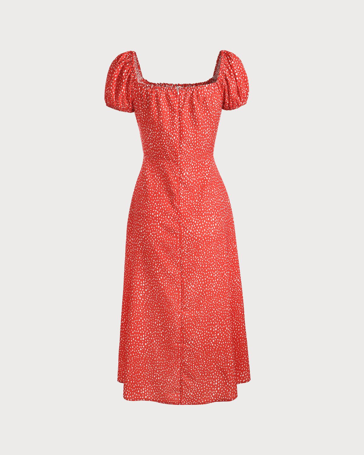 The Square Neck Side Slit Polka Dot Midi Dress sold by rihoas product image thumbnail 3