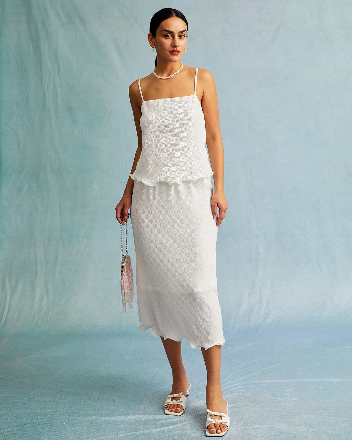 The White Water Ripple Textured Hem Cami Top sold by rihoas product image thumbnail 2