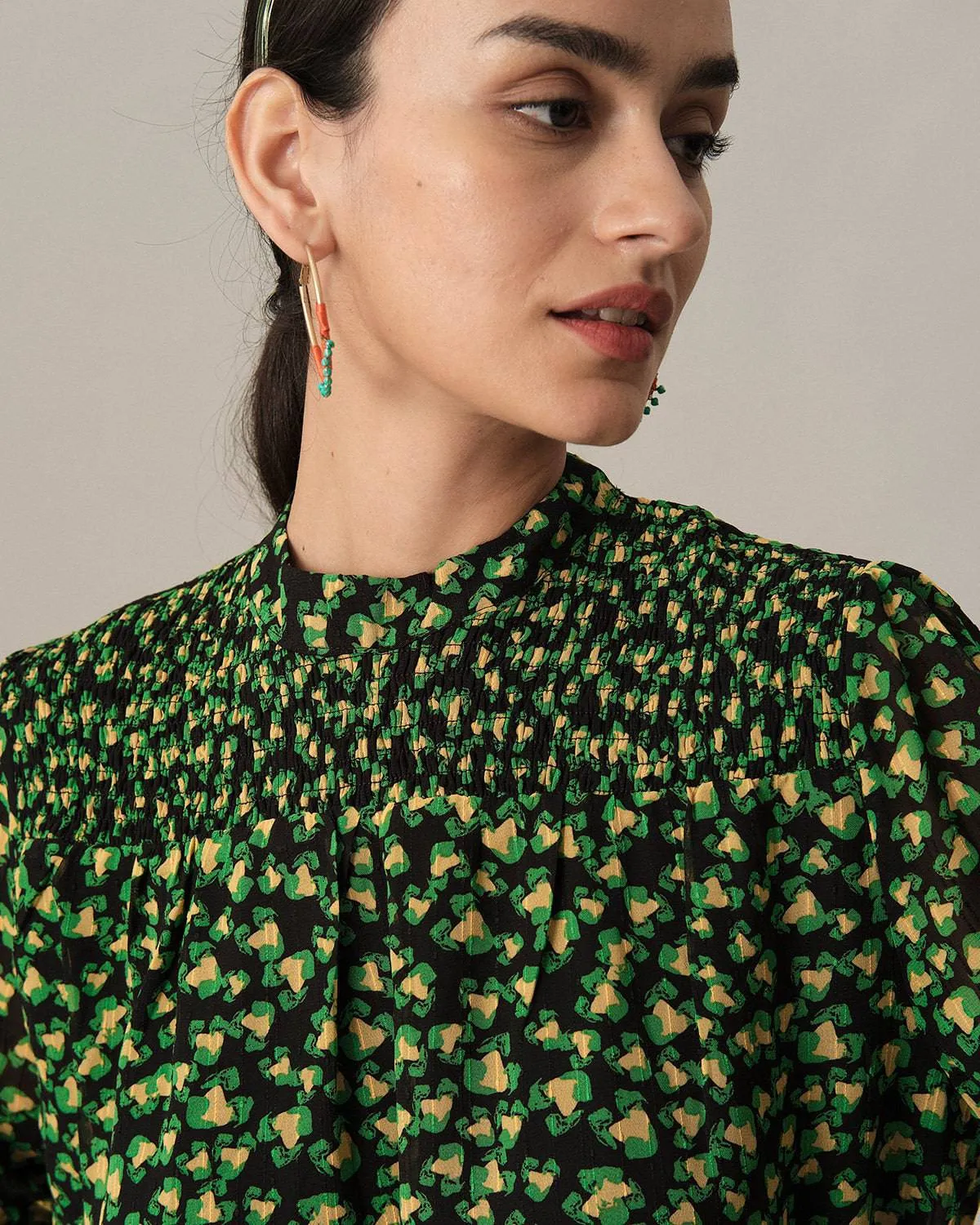 The Floral Puff Sleeve Ruched Blouse sold by rihoas product image thumbnail 2