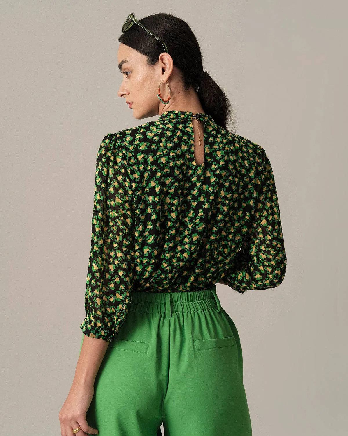 The Floral Puff Sleeve Ruched Blouse sold by rihoas product image thumbnail 5