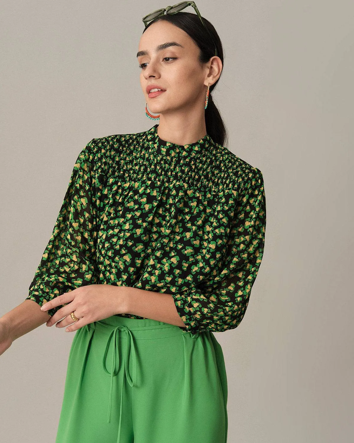 The Floral Puff Sleeve Ruched Blouse sold by rihoas