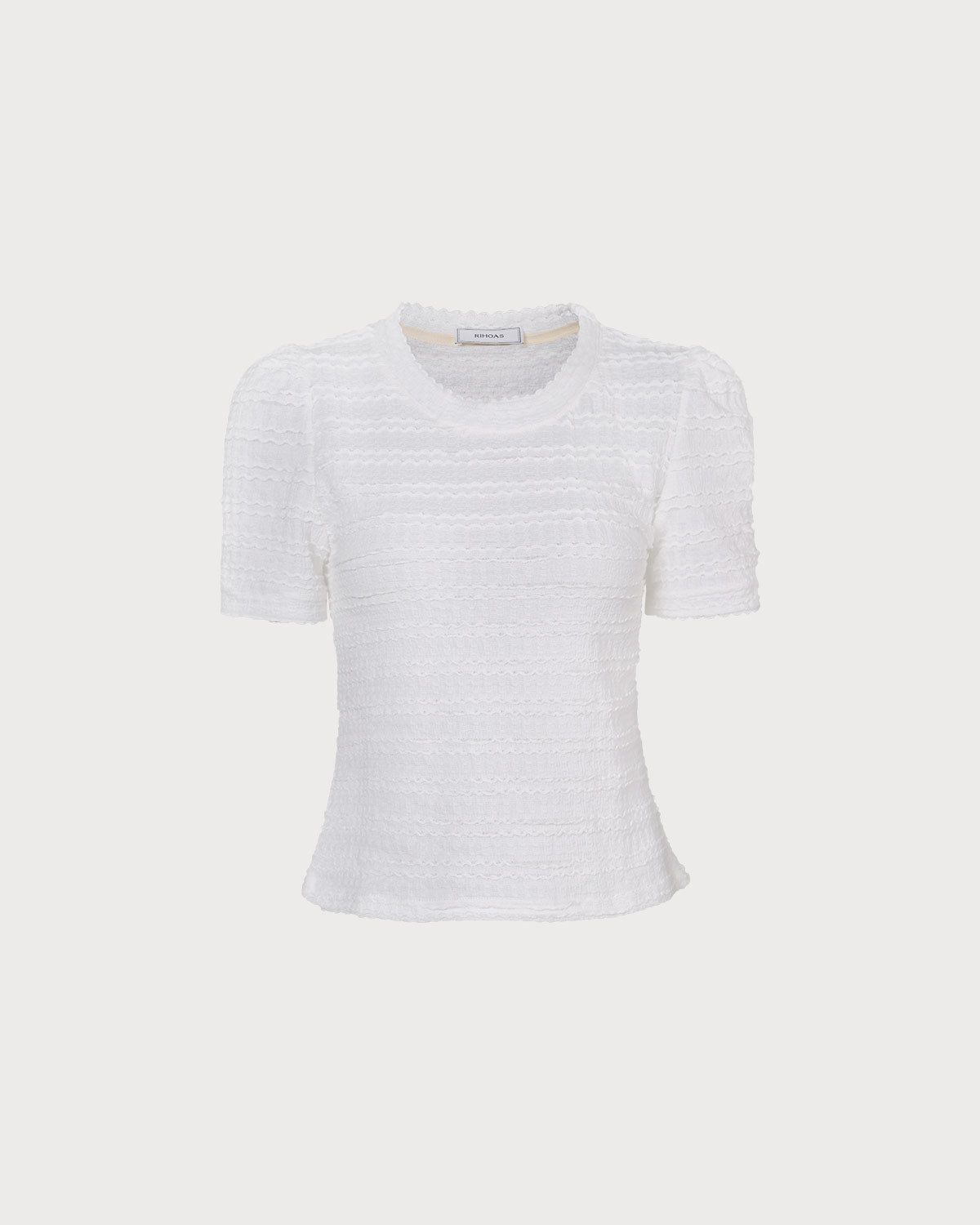The Solid Round Neck Textured Top sold by rihoas product image thumbnail 4
