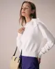 The White Mock Neck Tie Ribbed Knit Top sold by rihoas