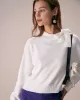 The White Mock Neck Tie Ribbed Knit Top sold by rihoas