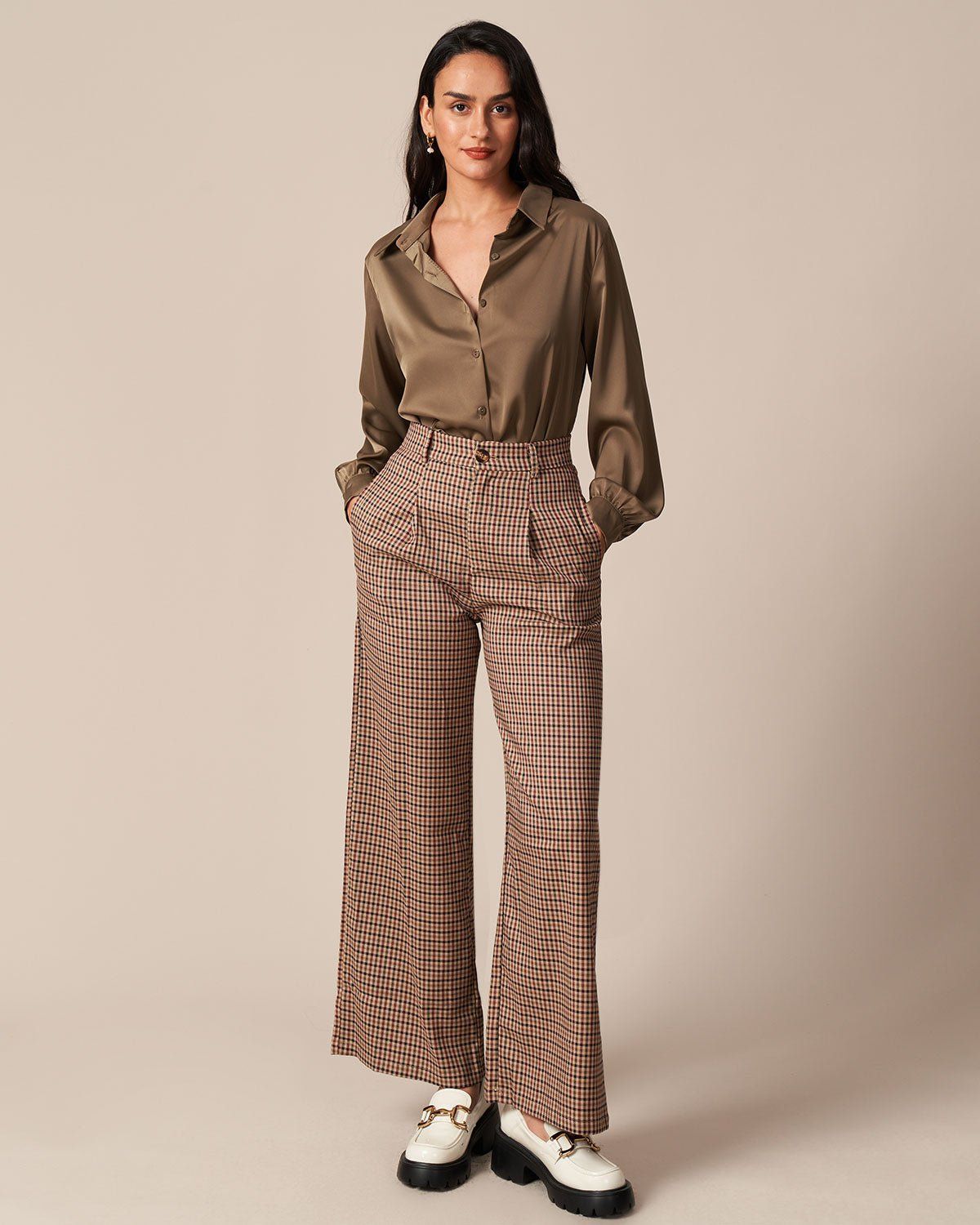 The Solid Button Up Long Sleeve Satin Shirt sold by rihoas product image thumbnail 2