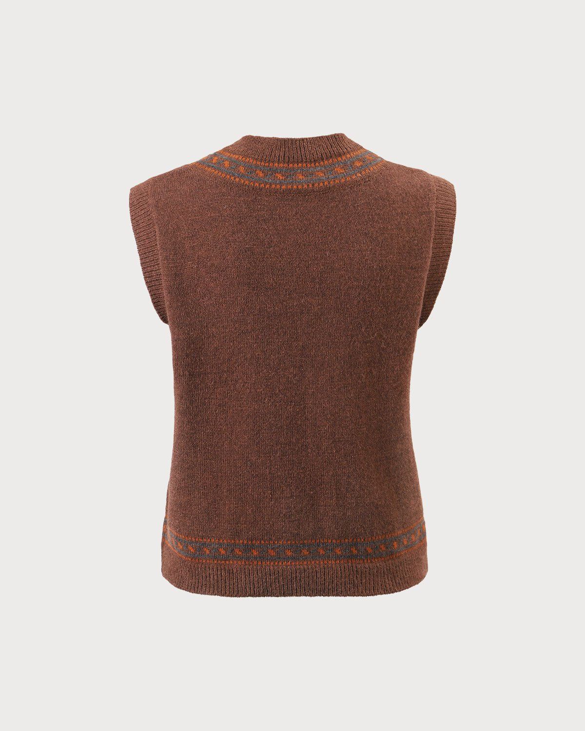 The Coffee V Neck Floral Embroidery Vest sold by rihoas product image thumbnail 7