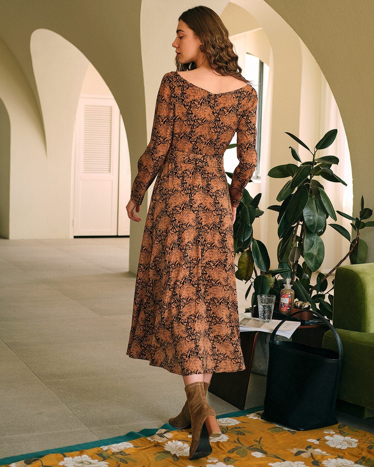 The Cowl Neck Long Sleeve Maxi Dress sold by rihoas product image thumbnail 5