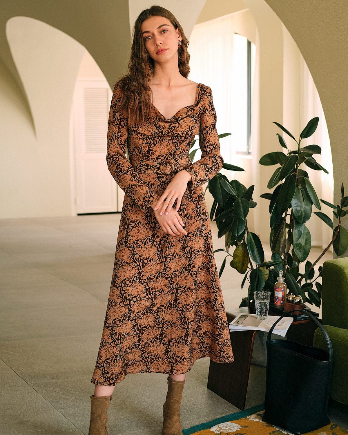The Cowl Neck Long Sleeve Maxi Dress sold by rihoas