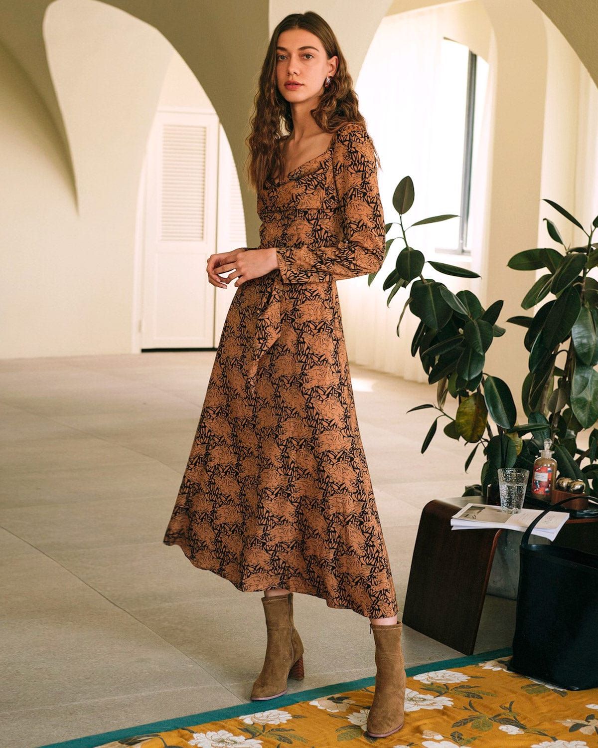 The Cowl Neck Long Sleeve Maxi Dress sold by rihoas product image thumbnail 4