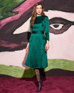 The Cutout Back Satin Long Sleeve Midi Dress sold by rihoas