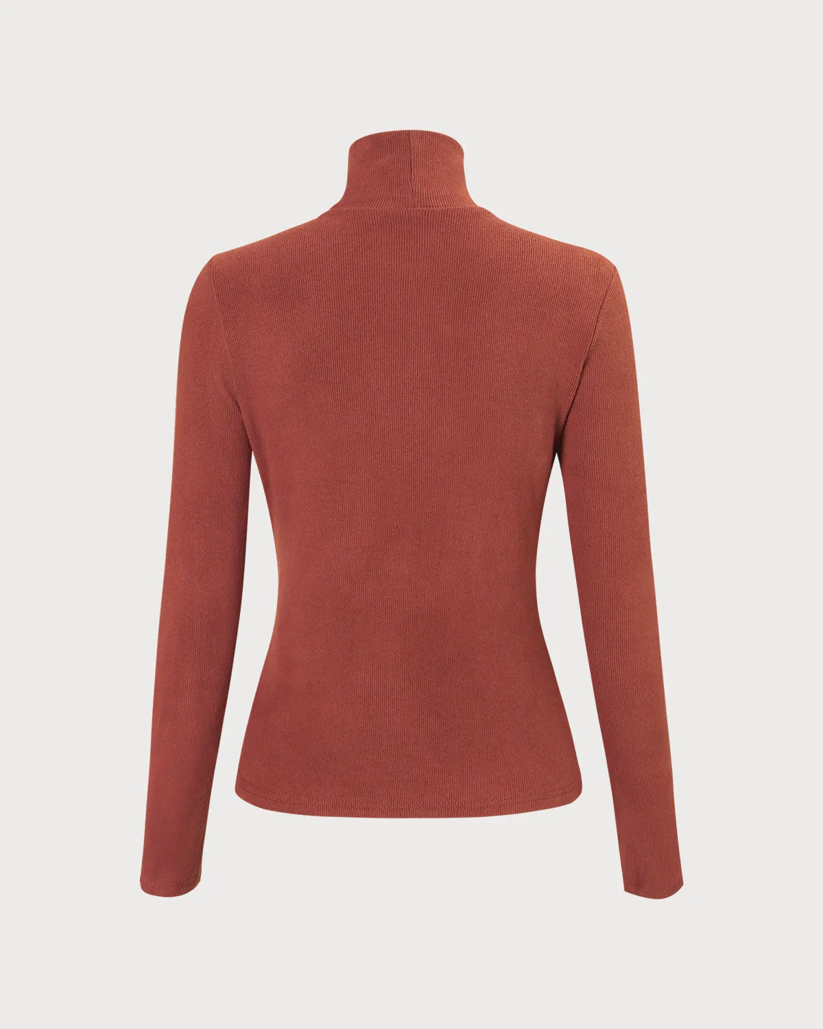 The Brick Red High Neck Cutout Knit Top sold by rihoas product image thumbnail 3