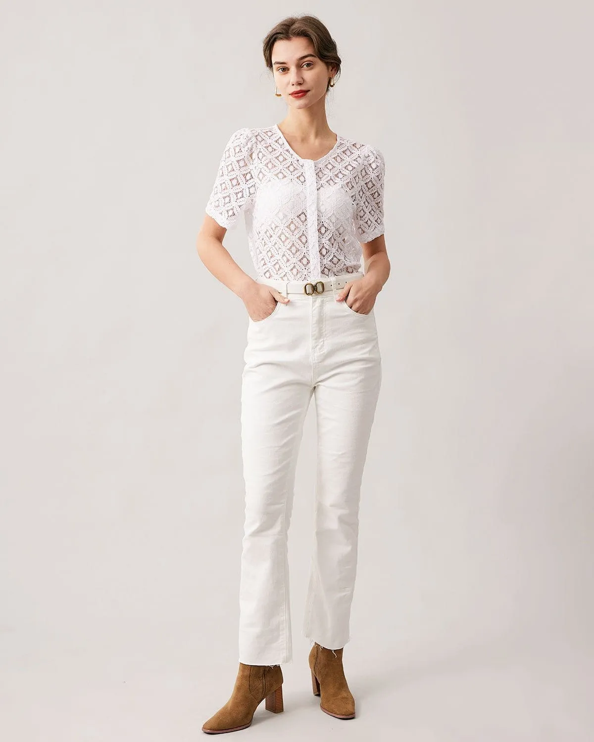 The White Lace Puff Sleeve Blouse sold by rihoas product image thumbnail 4