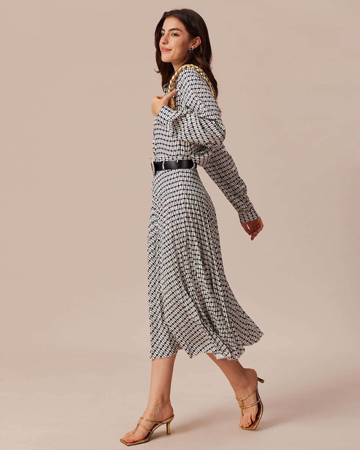 The Black Collared Geometric Print Button Shirt sold by rihoas product image thumbnail 6