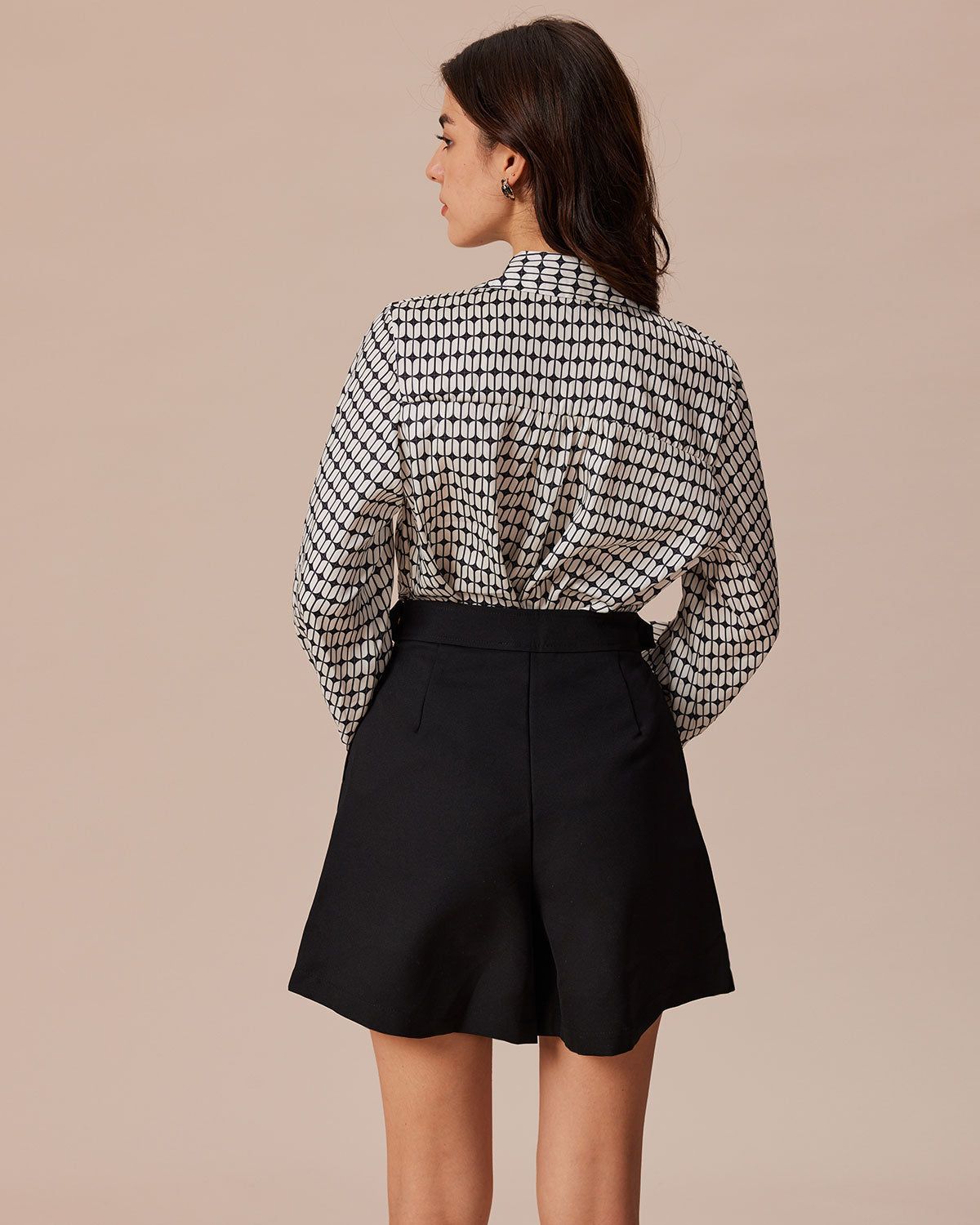 The Black Collared Geometric Print Button Shirt sold by rihoas product image thumbnail 3