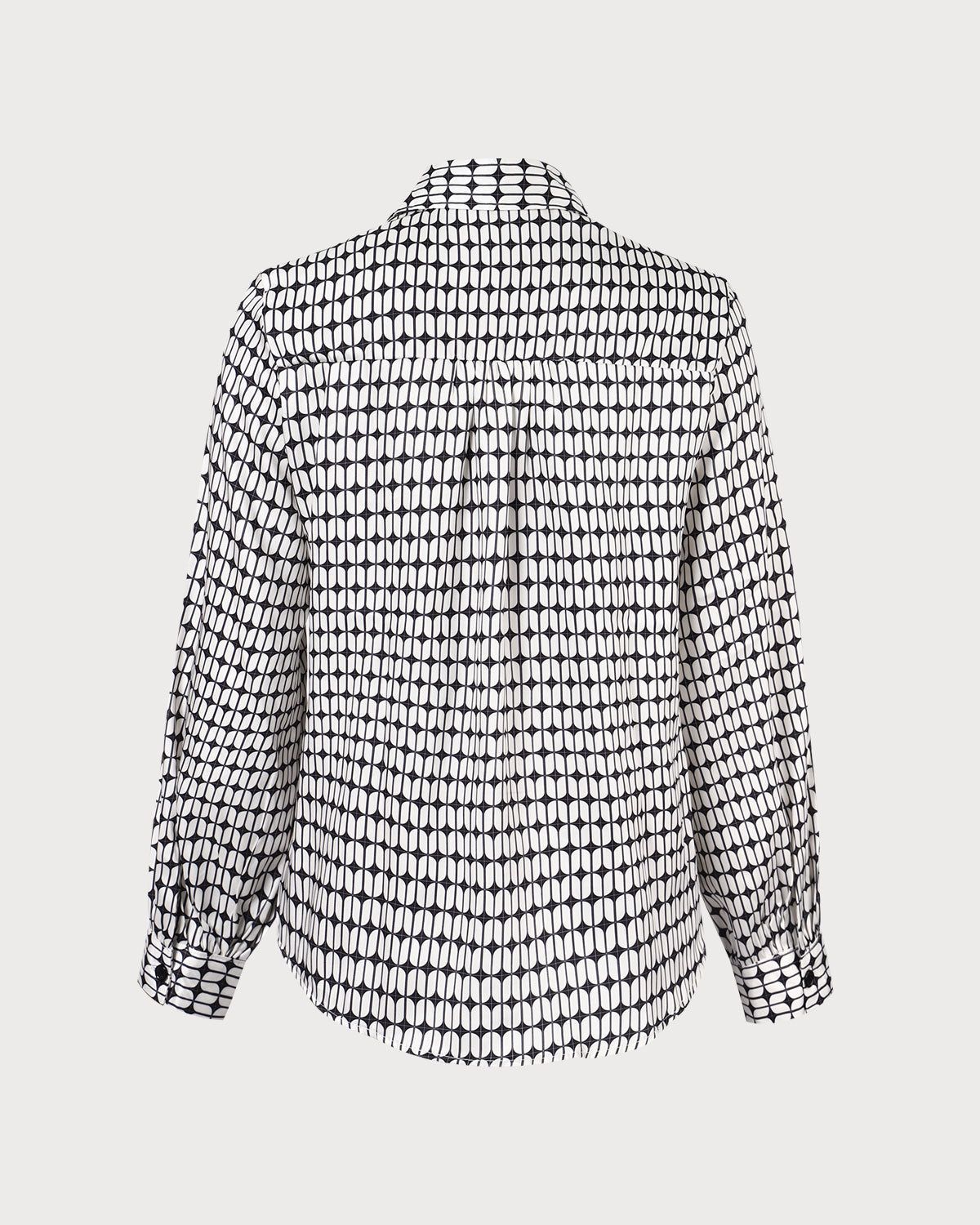 The Black Collared Geometric Print Button Shirt sold by rihoas product image thumbnail 8