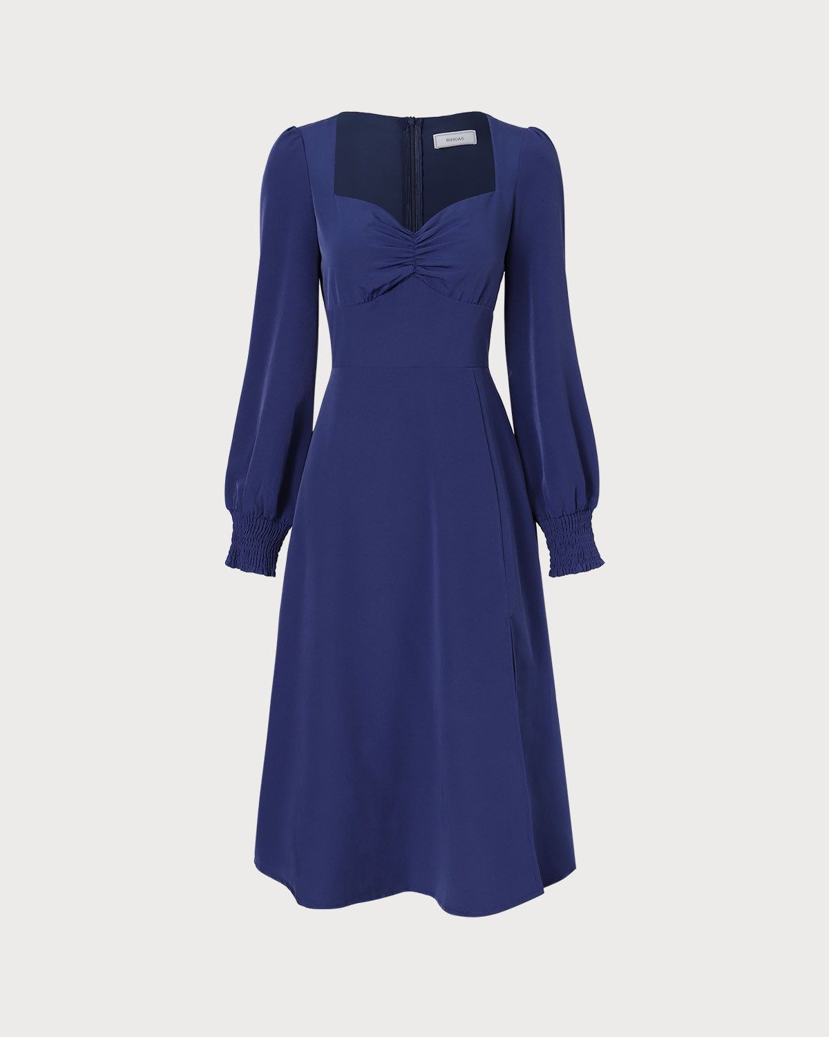 The Navy Sweetheart Neck Split Hem Midi Dress sold by rihoas