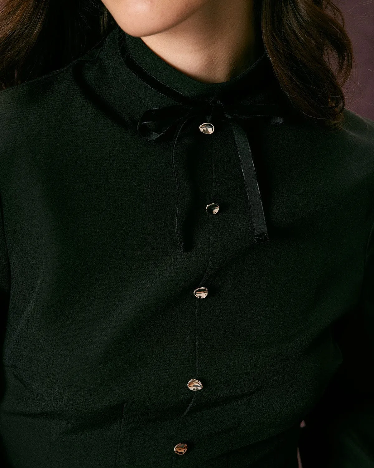 The Black Mock Neck Colorblock Mini Dress sold by rihoas product image thumbnail 5