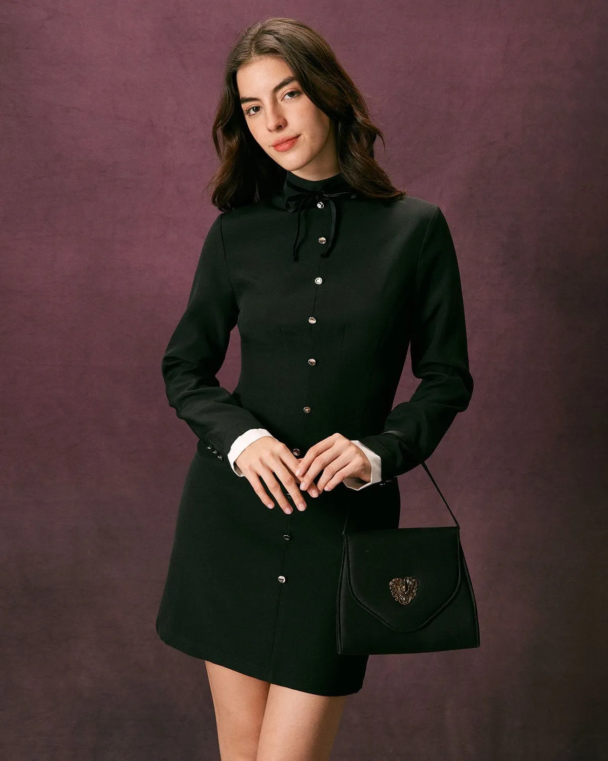 The Black Mock Neck Colorblock Mini Dress sold by rihoas product image thumbnail 3