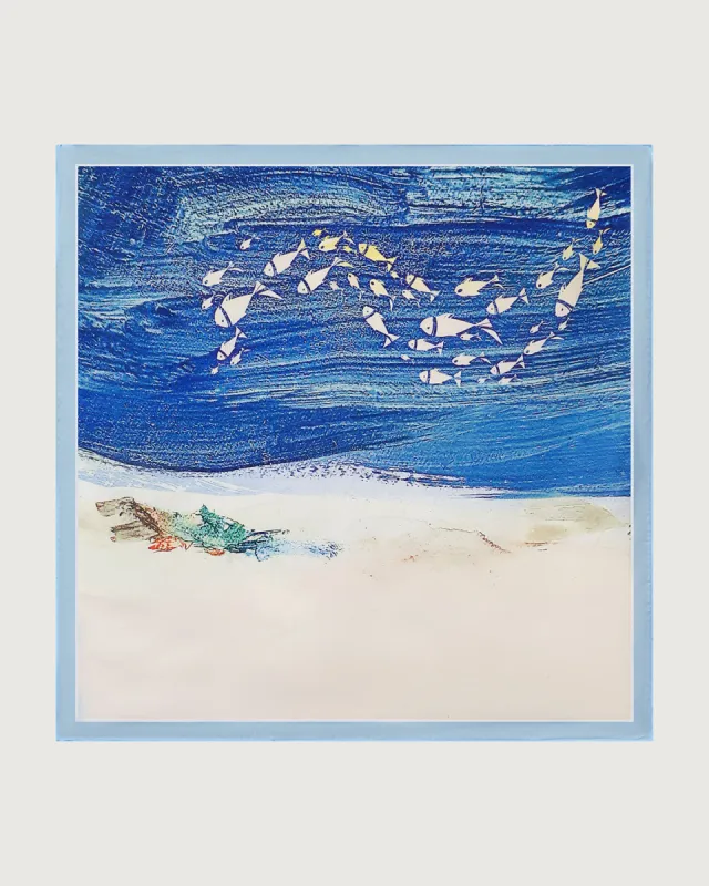 The Blue Marine Pattern Square Scarf sold by rihoas