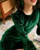 The Green Long Sleeve Velvet Mini Dress sold by rihoas