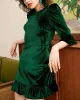 The Green Long Sleeve Velvet Mini Dress sold by rihoas
