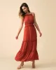 The Frill Trim Tiered Sling Maxi Dress sold by rihoas