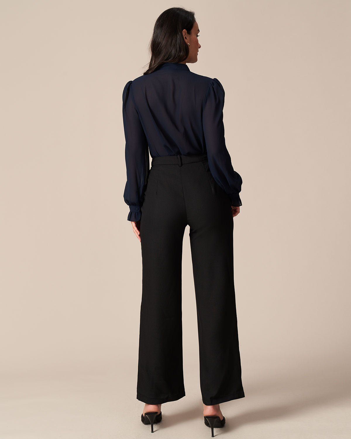 The Navy Stand Flounce Poet Sleeve Blouse sold by rihoas product image thumbnail 6