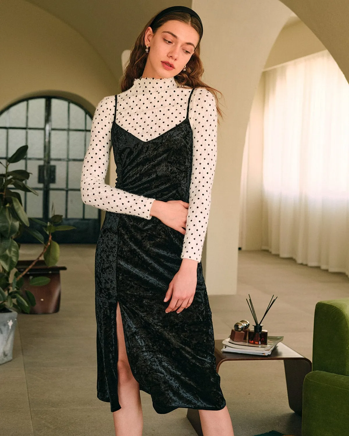 The Polka Dot Mock Neck Knit Top sold by rihoas product image thumbnail 5