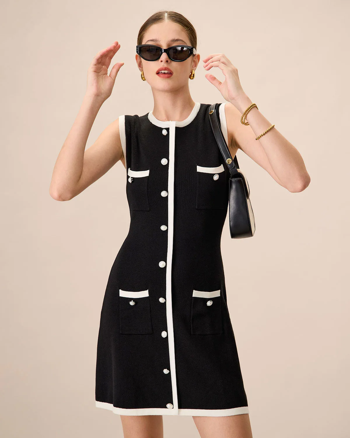 Women's Contrasting Ribbed Knit Mini Dress sold by rihoas product image thumbnail 3