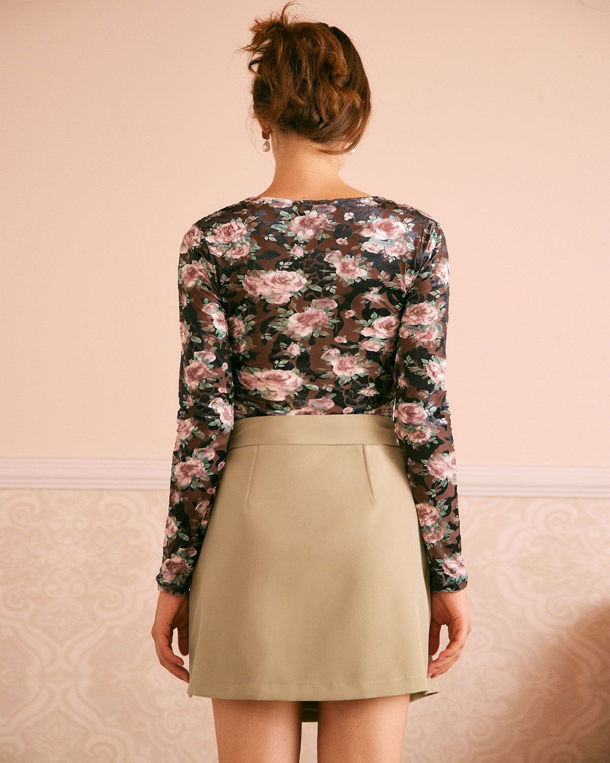 The Khaki Belted Zipper Split Hem Mini Skirt sold by rihoas product image thumbnail 5