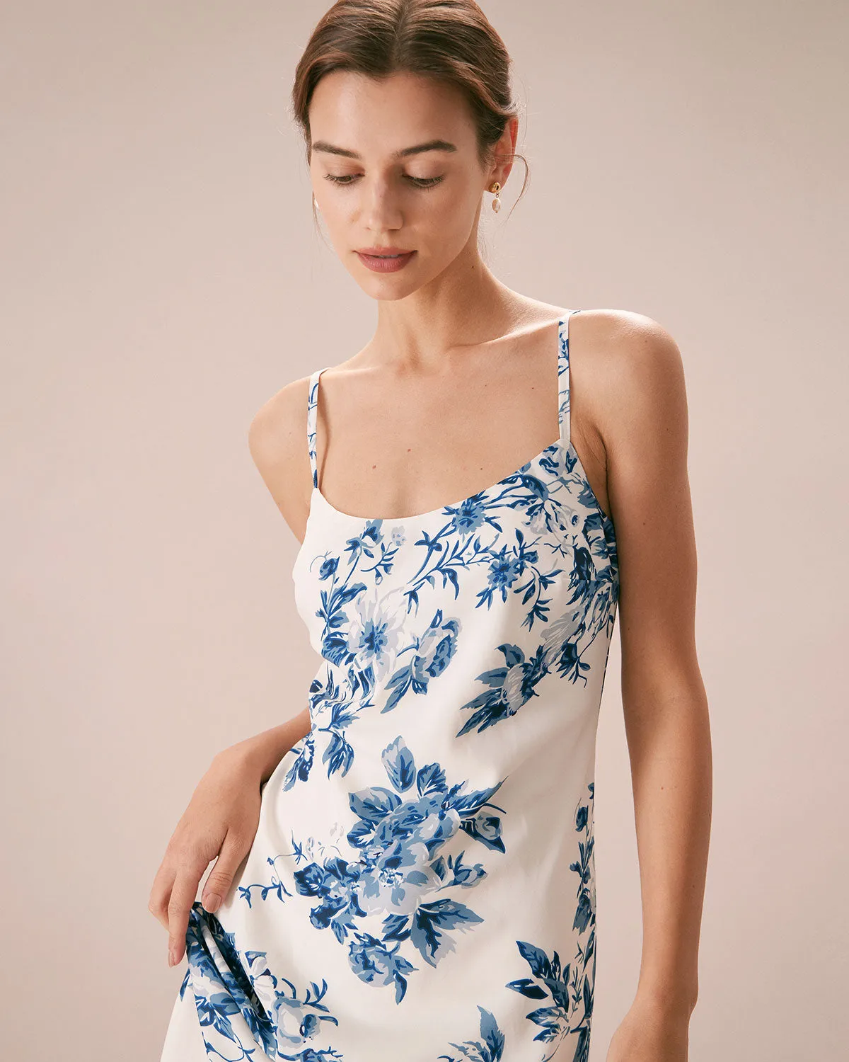The Blue Floral Slip Maxi Dress sold by rihoas product image thumbnail 2