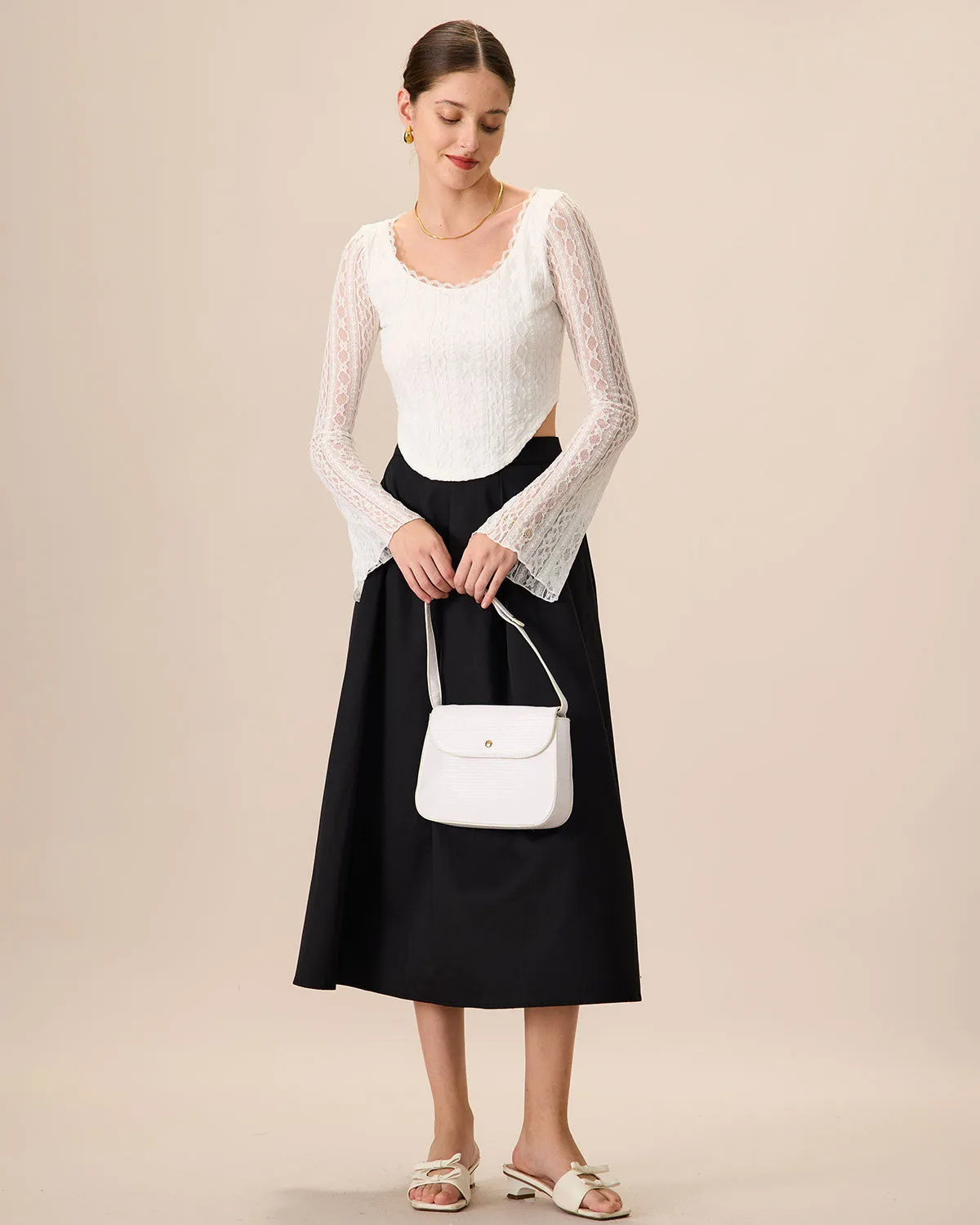 Women's White Lace See-Through Cropped Tee sold by rihoas