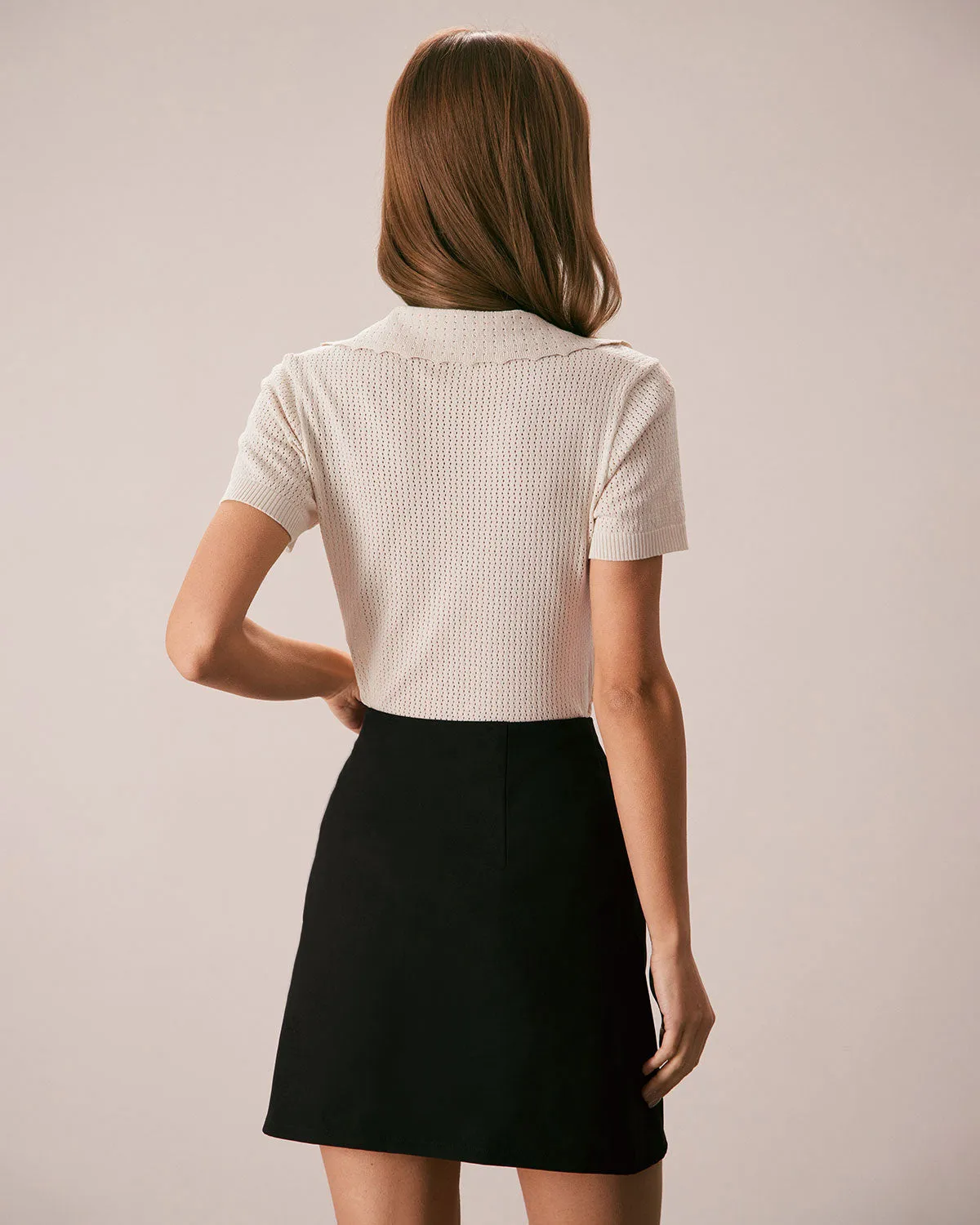 The Nude V Neck Button Pointelle Knit Tee sold by rihoas product image thumbnail 5