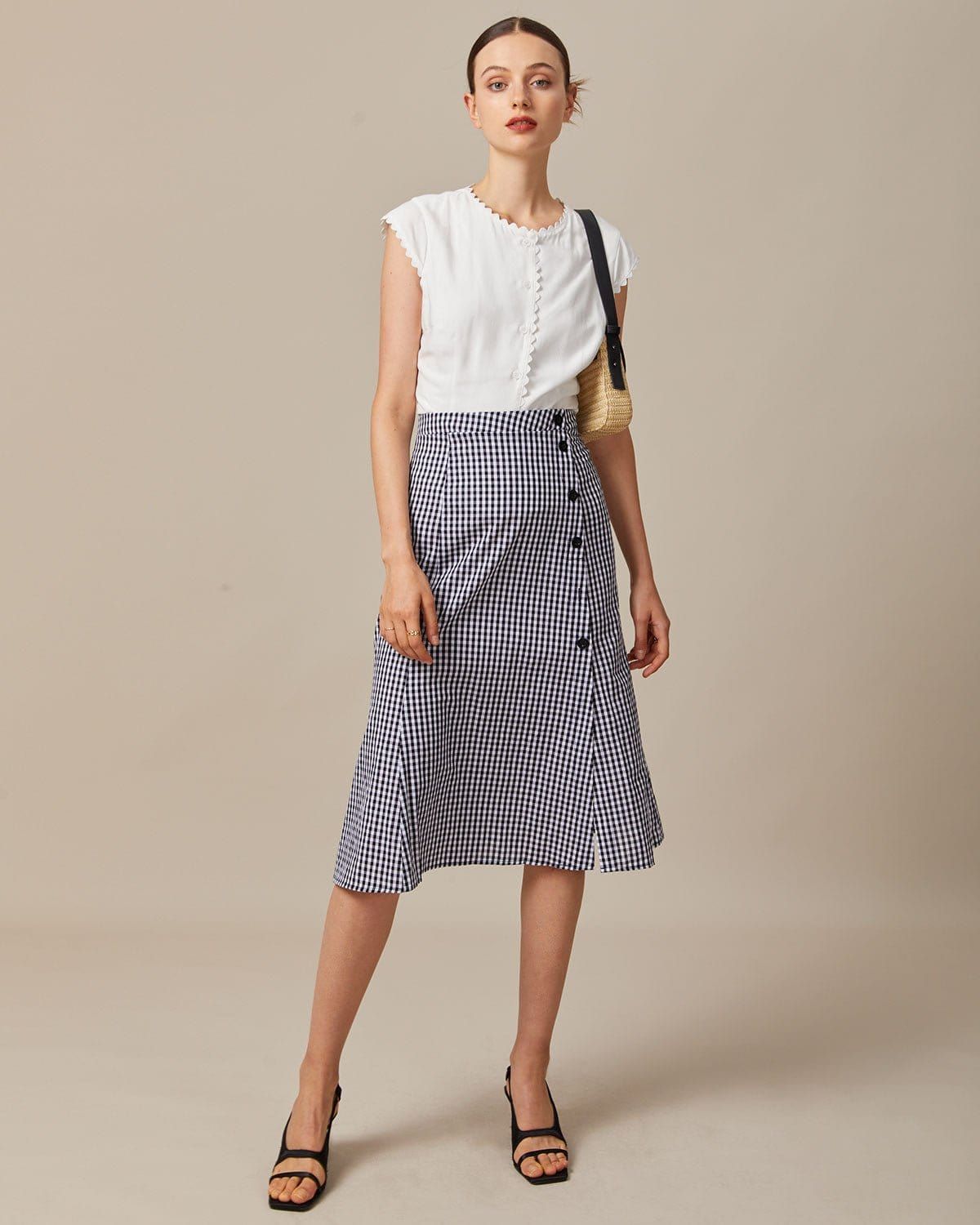 The White Scalloped Trim Cap Sleeve Blouse sold by rihoas product image thumbnail 5