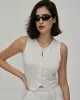 The White V Neck Button Knit Tank Top sold by rihoas