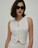 The White V Neck Button Knit Tank Top sold by rihoas