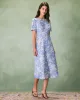The Blue Round Neck Floral Midi Dress sold by rihoas