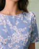 The Blue Round Neck Floral Midi Dress sold by rihoas