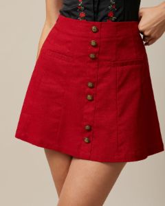 The Red High Waisted A-Line Mini Skirt sold by rihoas