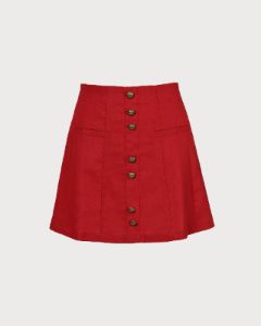 The Red High Waisted A-Line Mini Skirt sold by rihoas