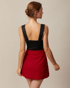 The Red High Waisted A-Line Mini Skirt sold by rihoas