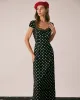 The Black Lace Trim Polka Dot Maxi Dress sold by rihoas