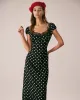 The Black Lace Trim Polka Dot Maxi Dress sold by rihoas