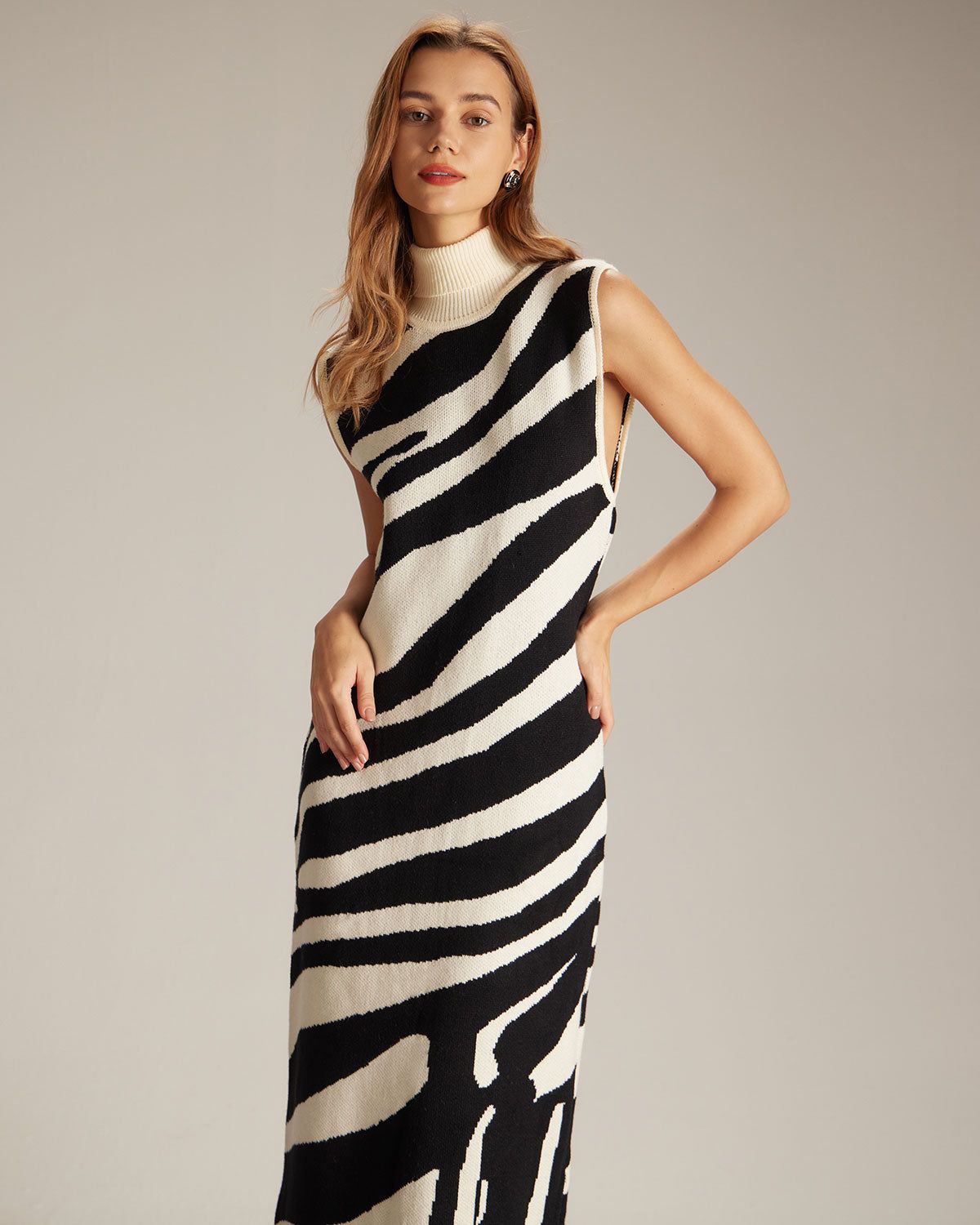 The Black Mock Neck Tank Sweater Midi Dress sold by rihoas product image thumbnail 2